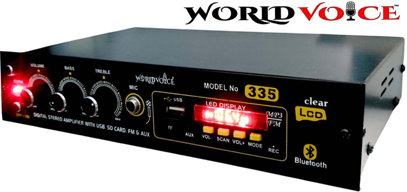 world voice Gold Series Bluetooth Digital SLIK Stereo Amplifier BT/USB/FM/MP3/SD-MMC/AUX 160 W AV Power Receiver(Black)
