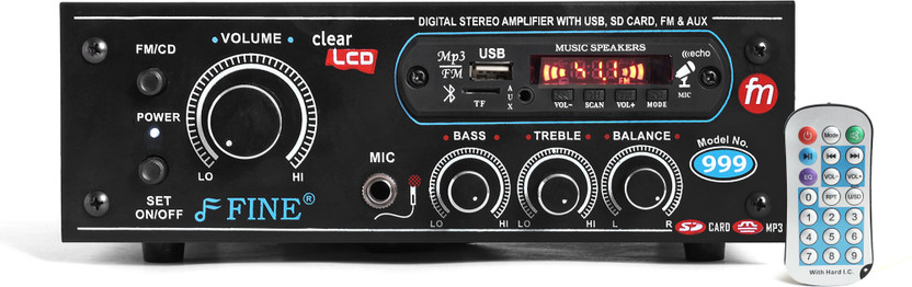 FINE Black IPL AMPLIFIER Multimedia Player with Bluetooth,Aux,FM Radio. 150 W AV Power Amplifier(Black)