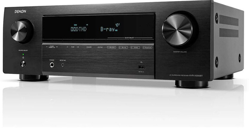DENON DENONAVR-x580BT 5.2ch 5 HDMI inputs 140w Dolby and DTX HD 8K Av Receiver Black 140 W AV Power Receiver(Black)