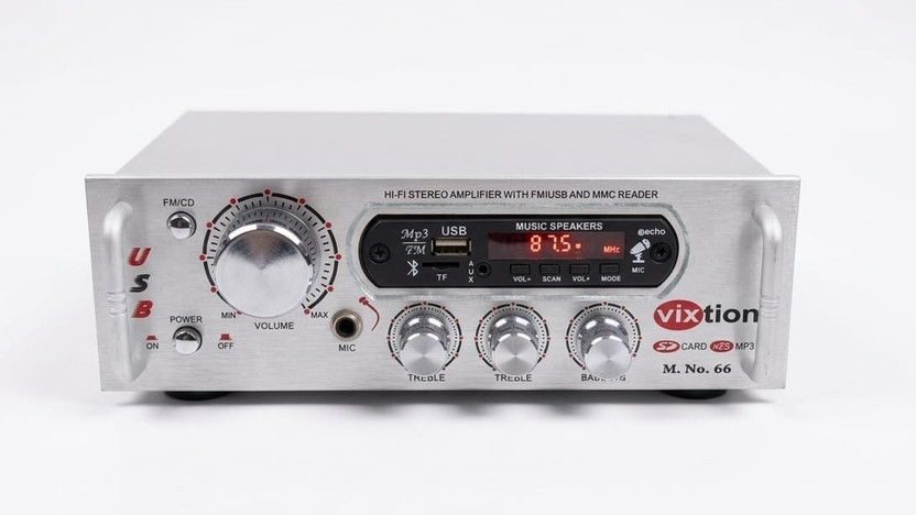 vixtion High-Performance Audio Amplifier with Crystal Clear Sound & BassBoostTechnology 50 W AV Control Amplifier(Silver)