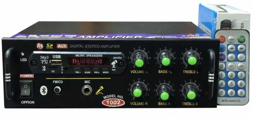 D world 1002G BLUETOOTH USB AUX FM With Mic Slot 100 W AV Control Amplifier(Black)