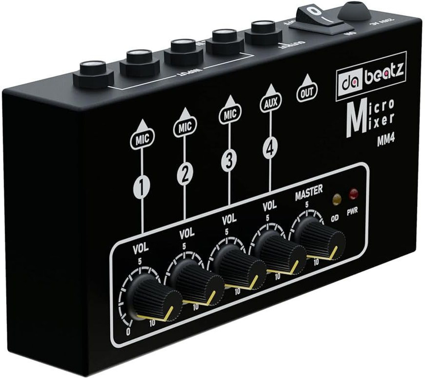 Da.Beatz. MM4 Professional 4-Channel Analog Sound Mixer | DJ Mixer for Parties & Clubs 15 W AV Control Receiver(Black)