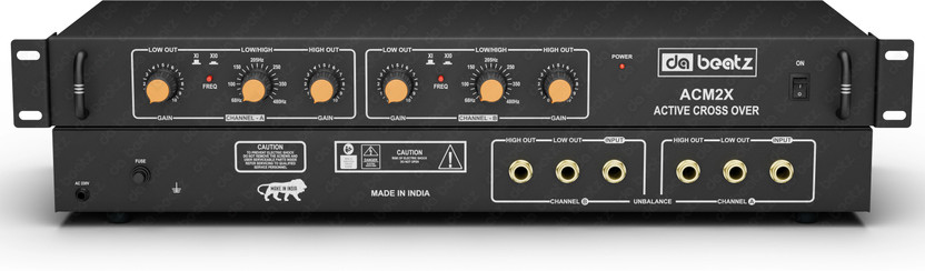 Da.Beatz. 2-Way ACM2X Stereo Audio Crossover for DJ PA & Studio with Dual Output Control 220 W AV Power Amplifier(Black)