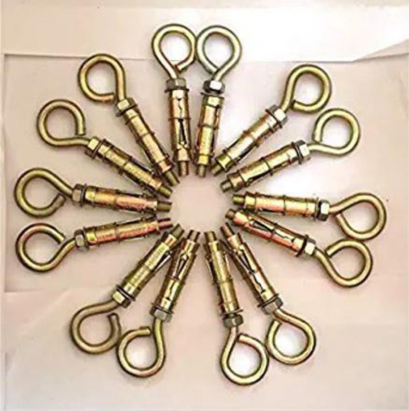 Themujtaba (6mm) (12 pcs)Anchor Round Close Brass Hook Fasteners, Brass Best Hook Hollow Wall Anchor(6 cm)