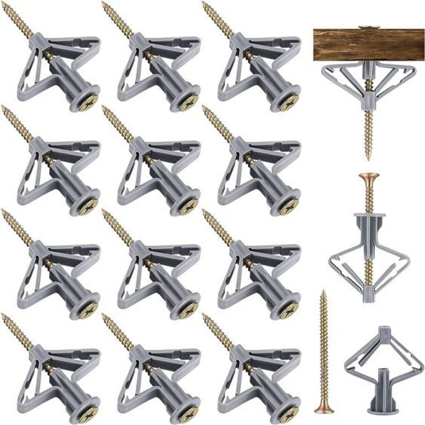 Satco Plasterboard Fixings Anti Rotate Drywall Anchor Kit Butterfly Pack Of 10 Toggle Wing Bolts(5 cm)