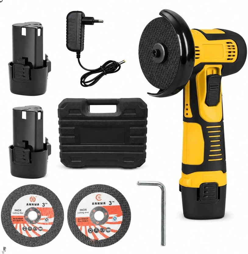 BAZKU Cordless Hand Battery Grinding Angle Grinder Cutter Cutting Machine Angle Grinder(100 mm Wheel Diameter)