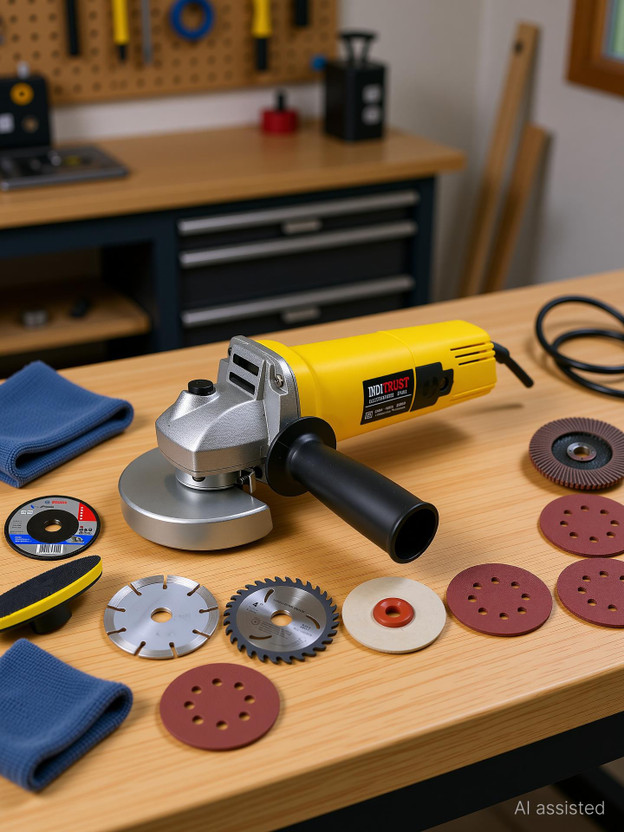 Inditrust Ultrafast 900W machine with multiple accessories Cutting,Sanding Angle Grinder(100 mm Wheel Diameter)
