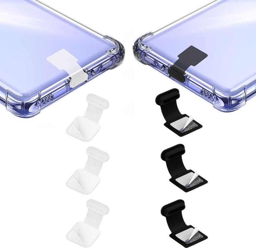 MAK Type C Charging Port Adhesive Dust Protection Caps, Anti-Lost Plugs (Mix 3+3) Power Port Black Anti-dust Plug(Mobile, Tablet, Laptop Pack of 6)