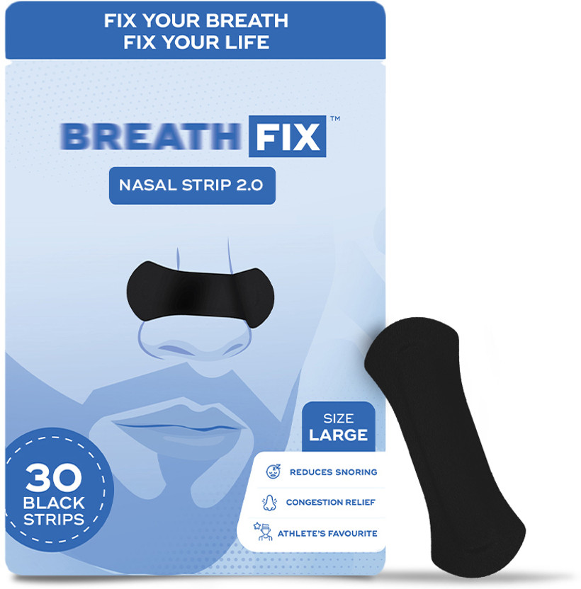 BREATH FIX Nasal strips Black 2.O (Pack of 30) Anti-snoring Device(Nasal Strip)