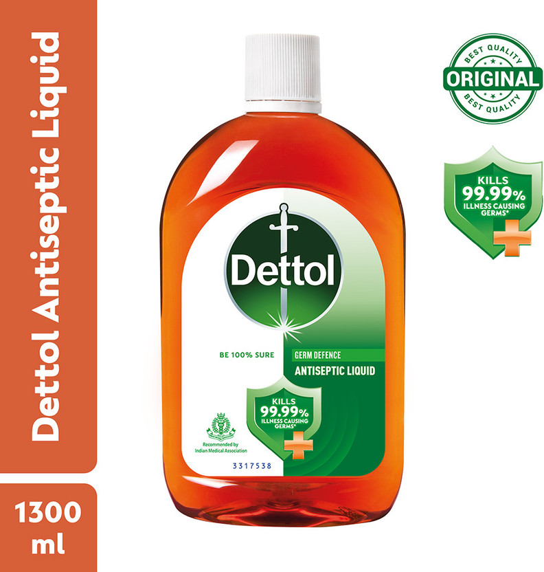 Dettol First Aid, Personal Hygiene, Surface Cleaner, Liquid Detergent, Handwash, phenyl Antiseptic Liquid(1300.0 ml x Pack of 1)
