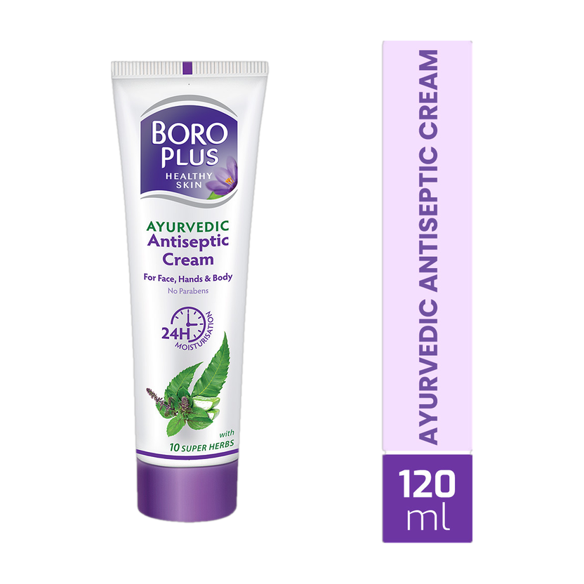 BOROPLUS Ayurvedic Antiseptic Cream with 10 super herbs and 24 hrs Moisturisation Antiseptic Cream(120.0 ml x Pack of 1)
