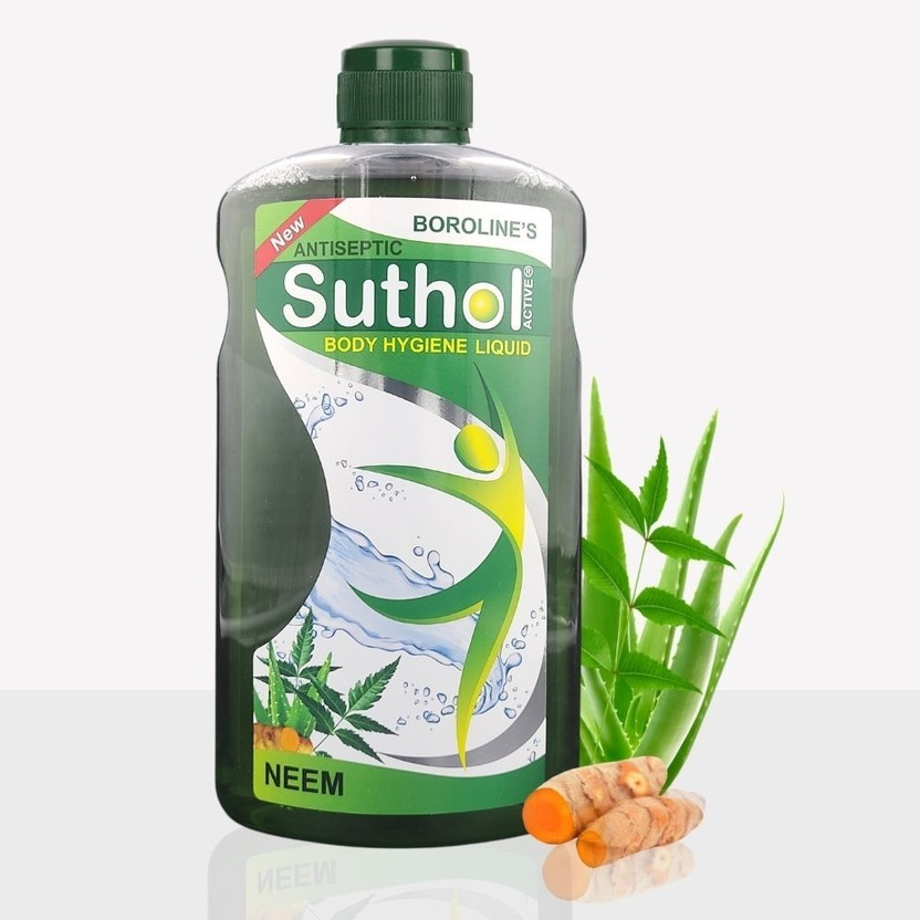 BOROLINE SUTHOL Active Neem Liquid 1 Ltr | Stops Skin Irritations, Prickly Heat, Itching Antiseptic Liquid(1.0 ml x Pack of 1)