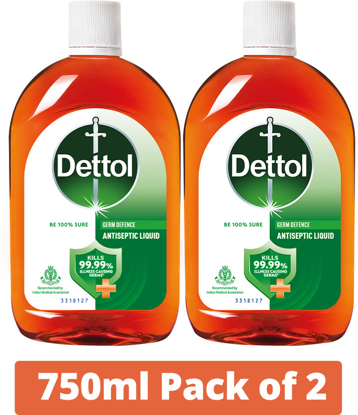 Dettol First Aid, Personal Hygiene, Surface Cleaner, Liquid Detergent, Handwash, phenyl Antiseptic Liquid(0.75 ml x Pack of 2)