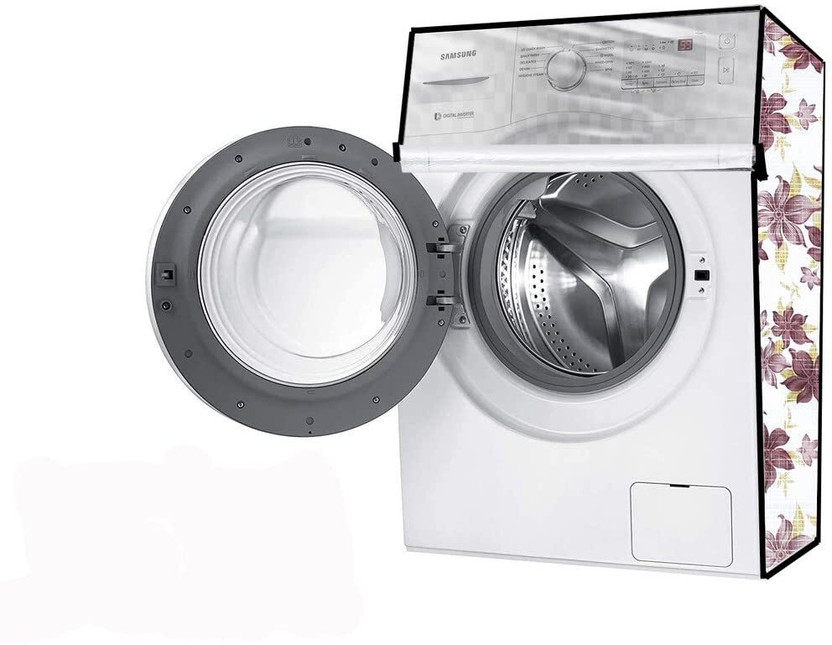 ZITIN Front Loading Washing Machine  Cover(Width: 60 cm, PURPLE, WHITE, Zipper Lock)