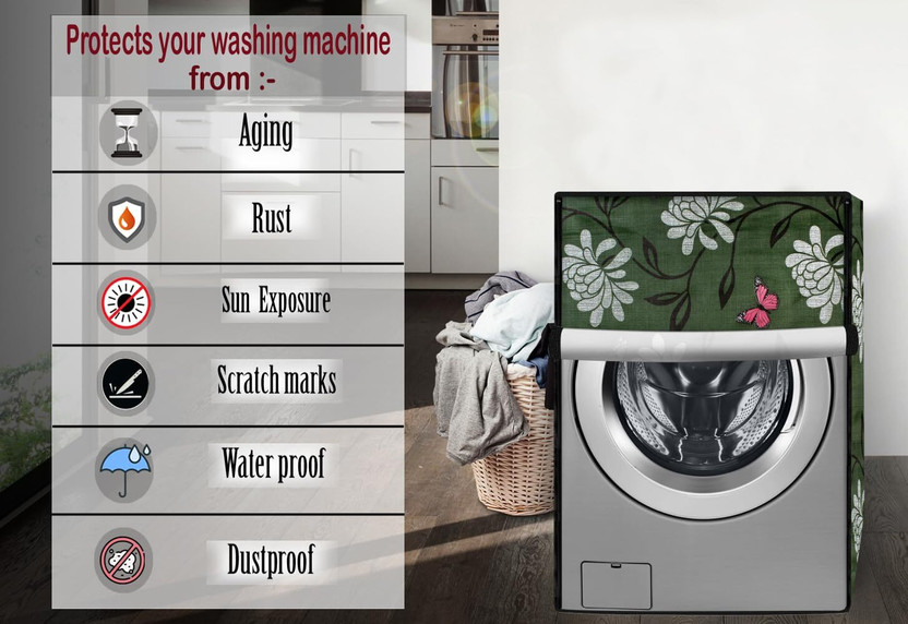 ZITIN Front Loading Washing Machine  Cover(Width: 66 cm, GREEN, Water ,Stain ,Scratch , Heat Resistant, Zipper Lock)