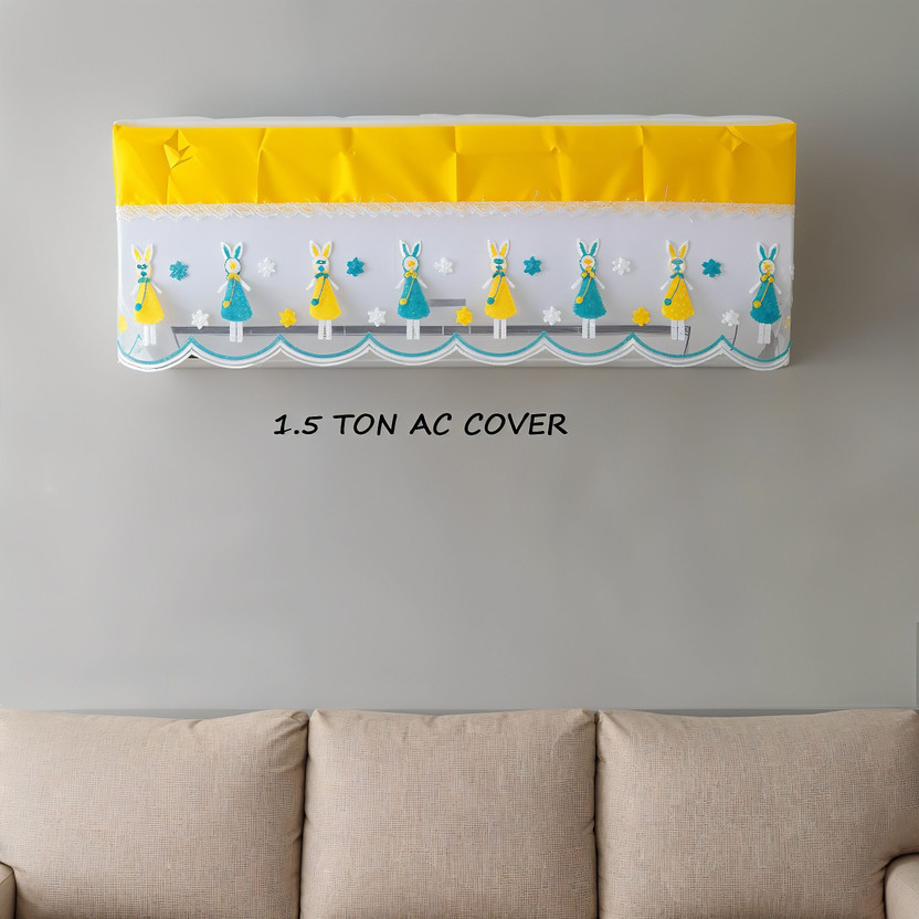 DARSHANAM WORLD Air Conditioner  Cover for 1.5 Ton(Width: 97 cm, CREAM, YELLOW, GREEN)