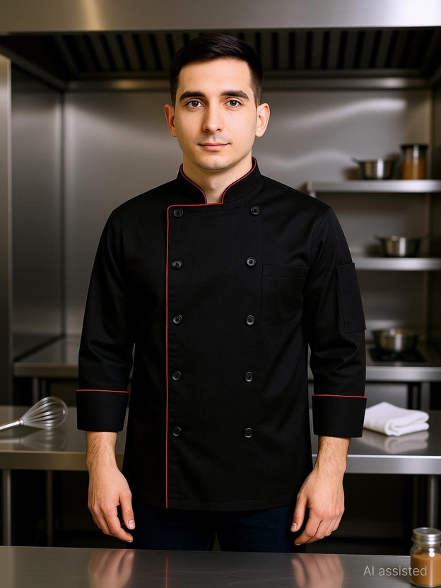 same fit Cotton Chef's Apron - XXL(Black, Single Piece)