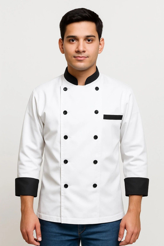 Same Fit Cotton Chef's Apron - 3XL(White, Black, Single Piece)