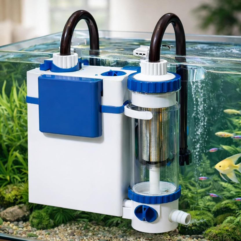 FinyPetz YBF-500F Hang On Back Aquarium Filter with Skimmer, 6W 500L/H Silent HOB Canister Aquarium Filter(Mechanical Filtration for Salt Water and Fresh Water)
