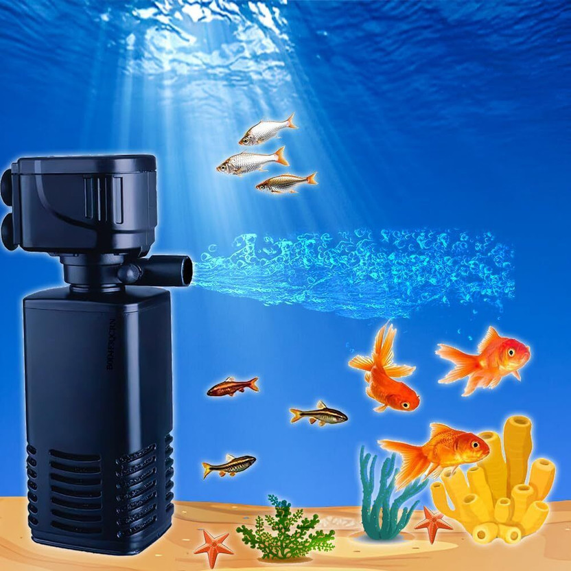 AquaTail 3 in 1 Aquarium Filter,High Power Oxygen Filtration,Submersible Fish Tank Filter Power Aquarium Filter(Mechanical Filtration for Salt Water and Fresh Water)