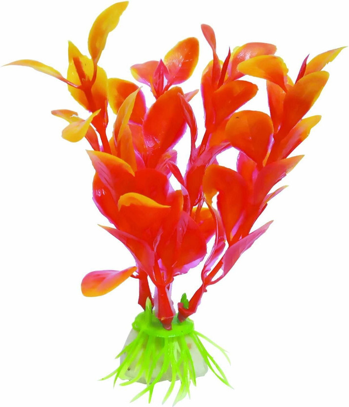 Nitishree Plastic Plants for Aquarium Decorations Plastic Plants 5_Orange_QZ96 Aquarium Plant Anchor(5 Plant Anchors)