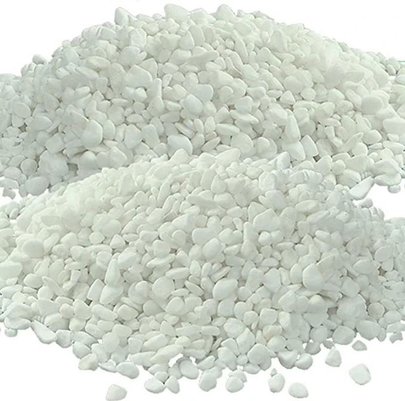 VANNEF Decorative Stones White Marble Chips Pebble Stones For Aquarium Home Garden Indoor & Outdoor Decoration Gravel Unplanted Substrate(White, 1 kg)