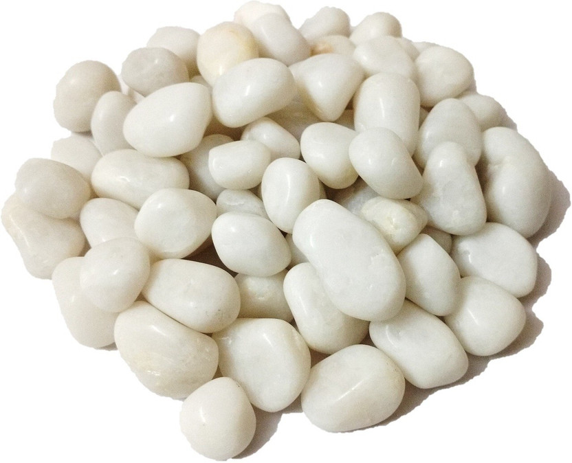 DS Creations White Glossy marble stone/gravels/pebbles 950g Marble Unplanted Substrate(White, 0.95 kg)