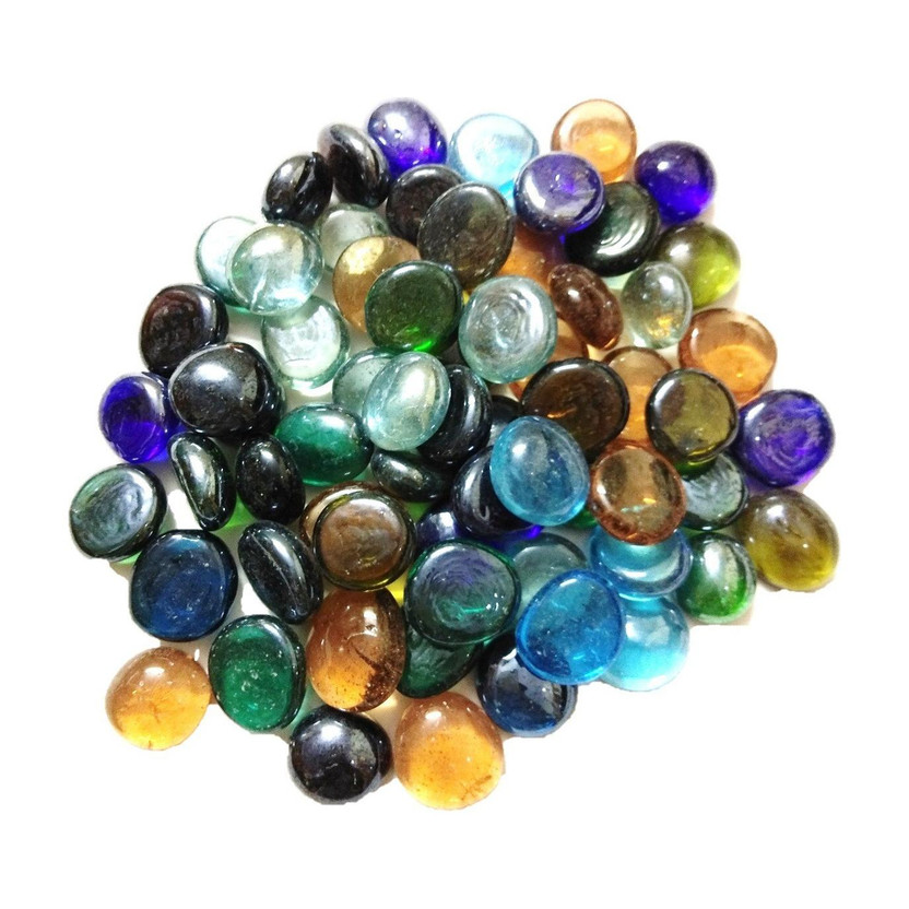 DS Creations Decorative multicolored round glass stone, approx 65 pieces Gravel Unplanted Substrate(Multicolor, 0.49 kg)