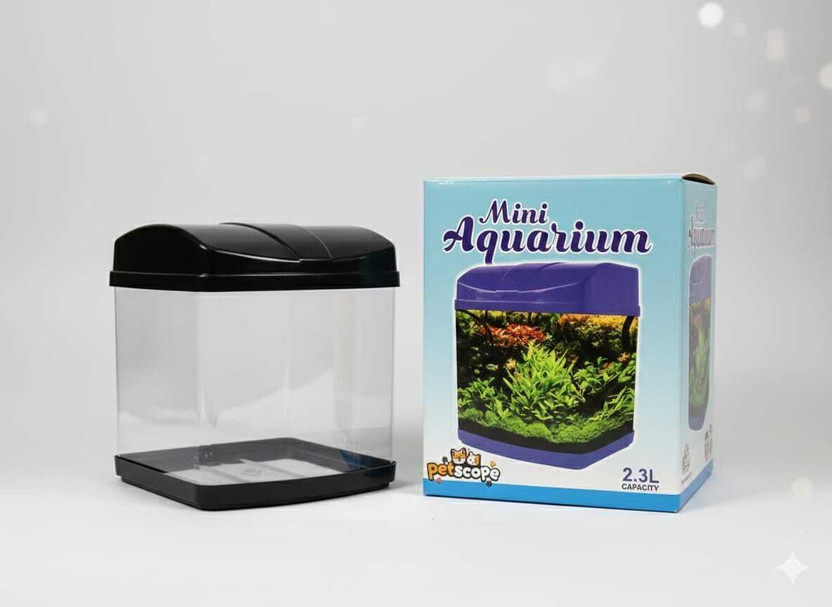 Petscope MINI Aquarium Betta Tank Black Color Rectangle Aquarium Tank(2.3 L)