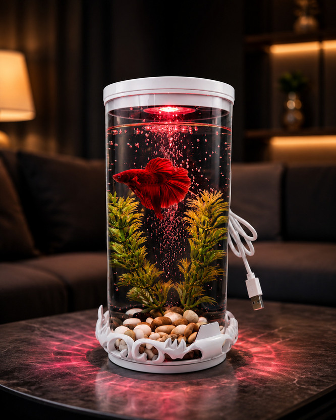 Petscope Betta Cylinder Aquarium Tank Cylinder Aquarium Tank(1.2 L)