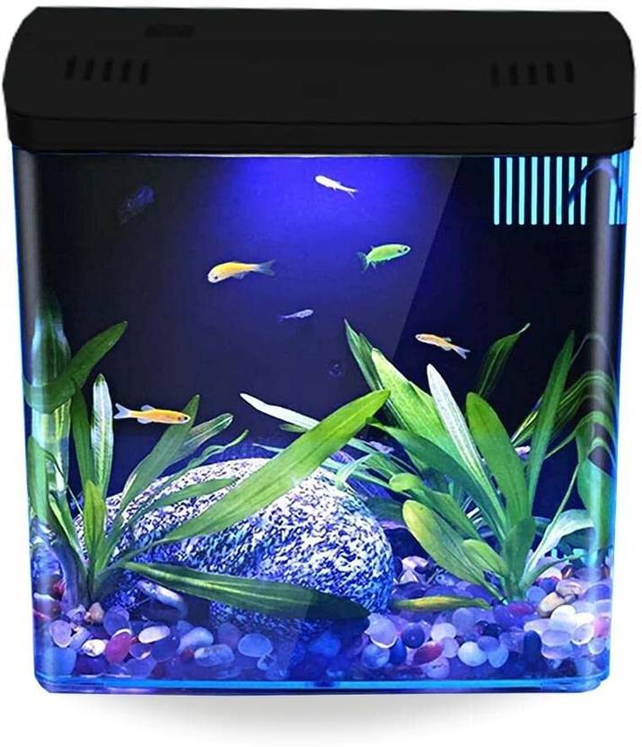 Buraq Black Aquarium Mini Fish Tank Curve Moulded Equipped with Back