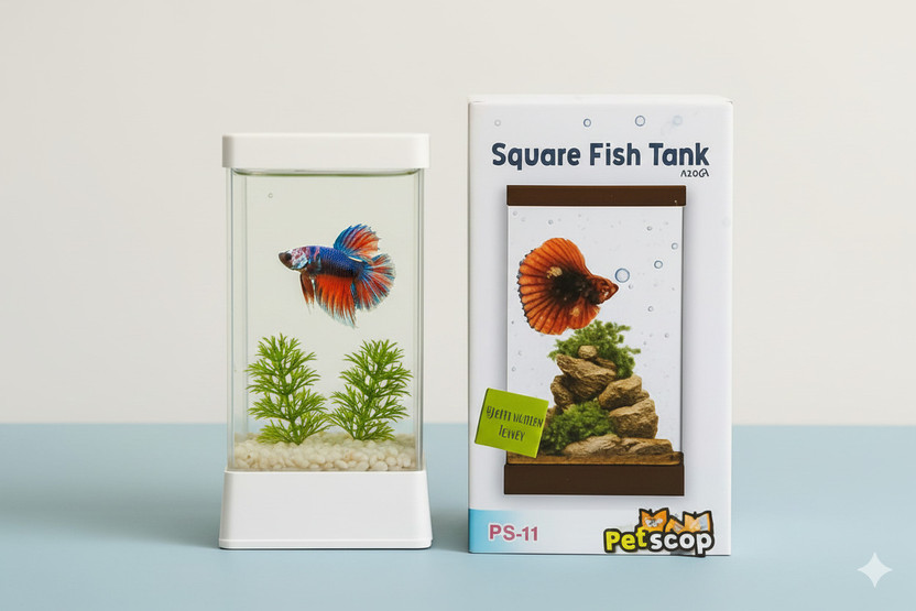 Petscope SQUARE AQUARIUM BETTA FISH TANK Cube Aquarium Tank(1.5 L)