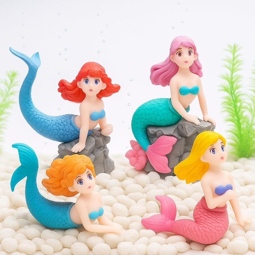 FinyPetz Aqua Angel Miniature Aquarium Décor Figurines (Pack of 4 Set) Aquarium Tool