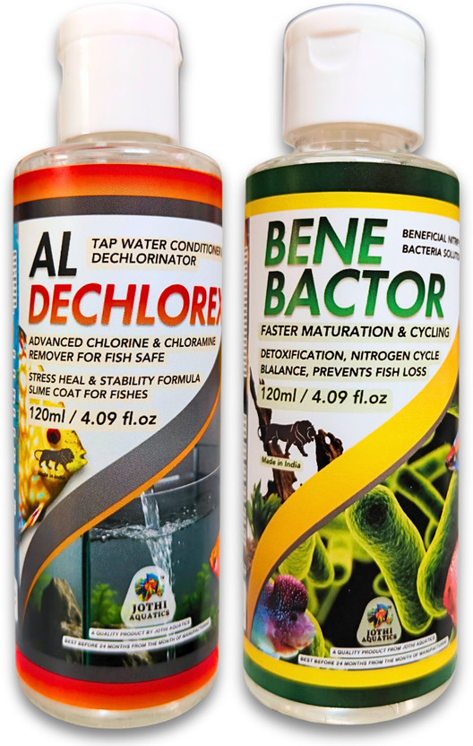 Jothi Aquatics Aquarium Starter Kit | AL Dechlorex + Bene Bactor | 2 * 100ml Aquarium Tool