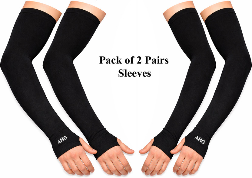 ALPHA STYLIST Cotton Arm Sleeve For Men & Women(Free, Black)