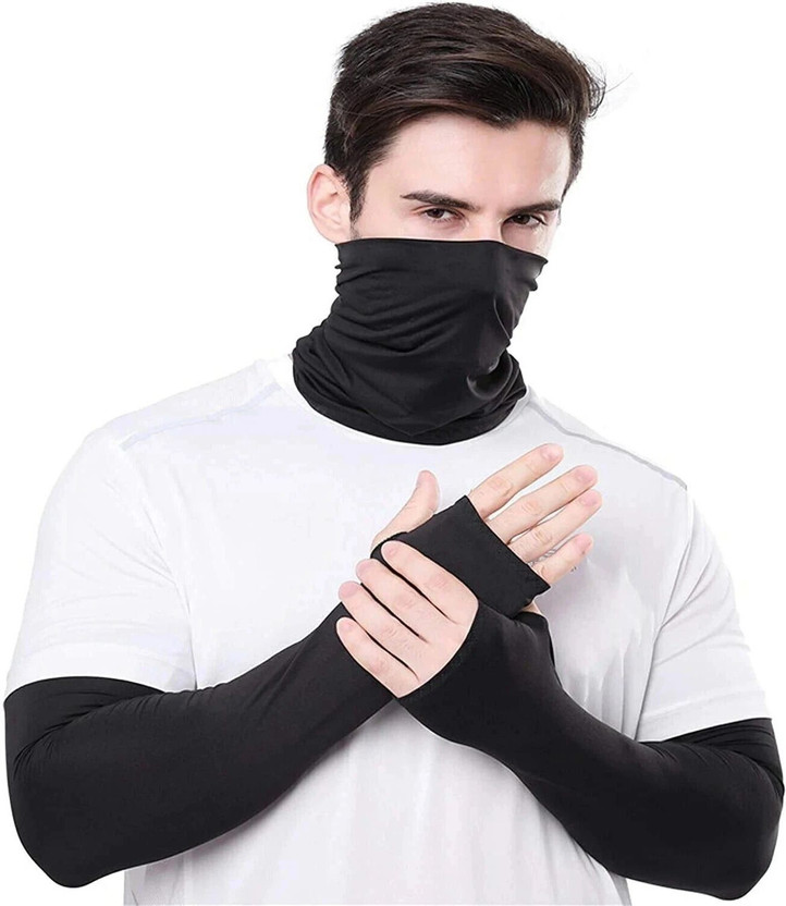 AELIN Polyester Arm Sleeve For Men(Free, Black)
