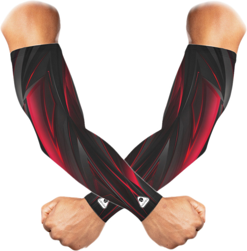 SUBHUSHA Polyester, Nylon Arm Sleeve For Men & Women(Free, Red)