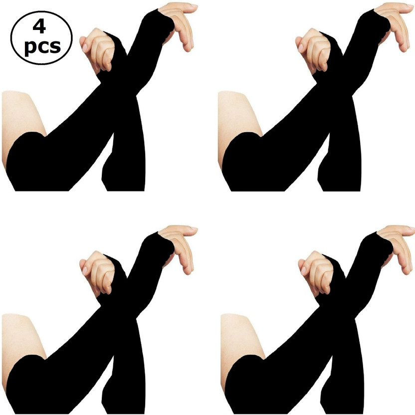 NJ FITTO lets slim sports arm cool sleeve for men and women Cycling Gloves(black-4)