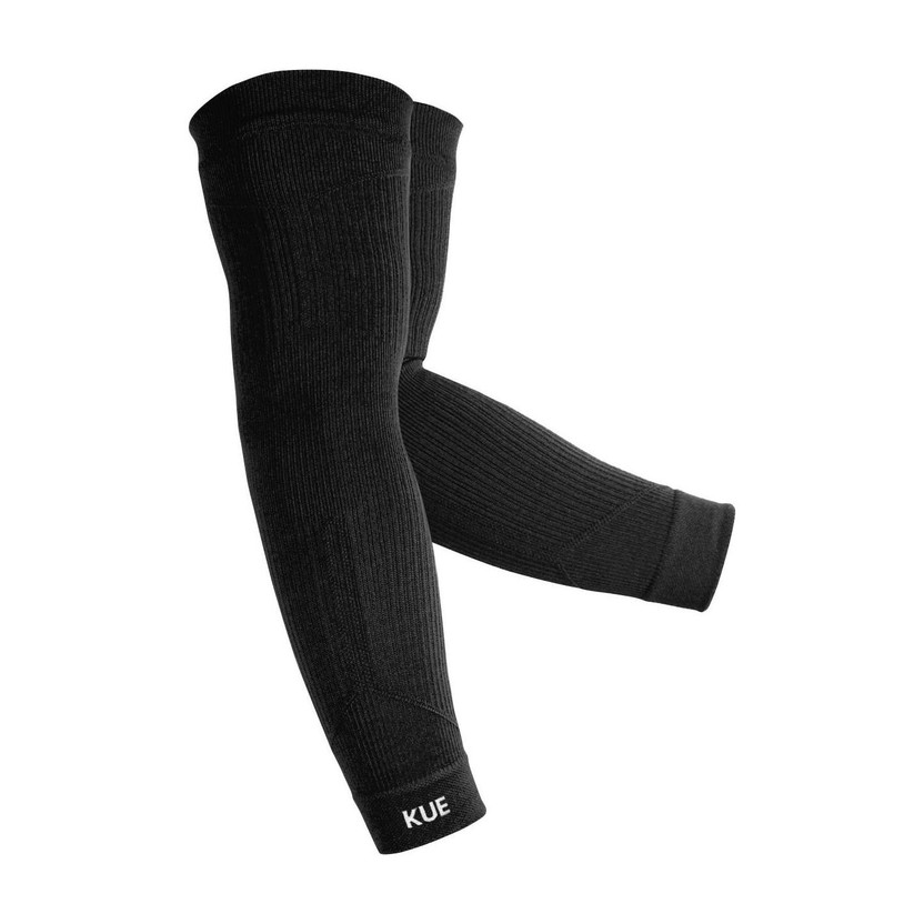 KUE Compression Arm Sleeve for UV protection, Cricket, Biking Black 1 Pair Men, Women Compression(Black Full Sleeve)