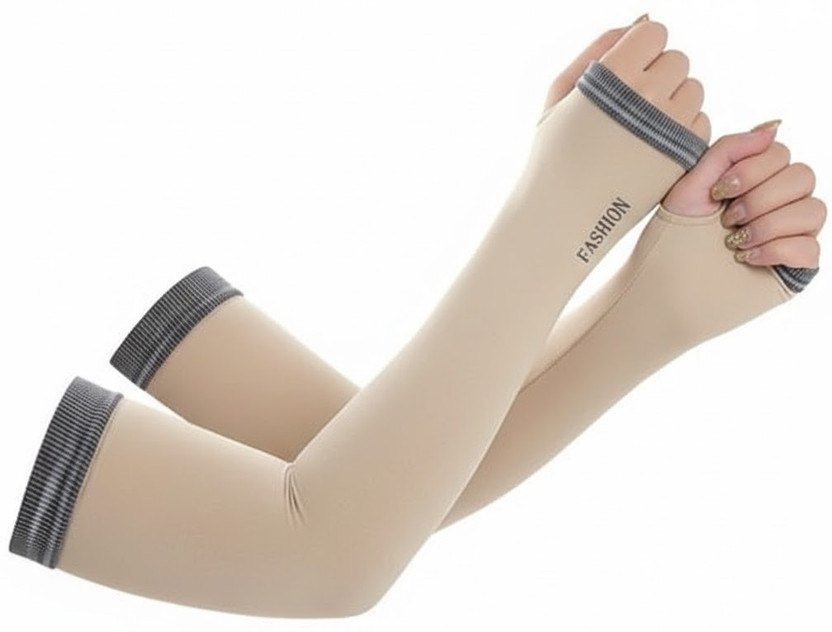 Bmode Nylon Arm Sleeve For Men & Women(Free, Beige)
