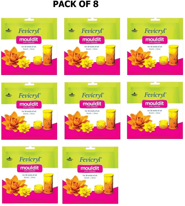 Fevicryl Mould IT Clay Set for Modelling and Sculpting | Quick Air Dry Clay PACK OF 8 Art Clay(50 g)