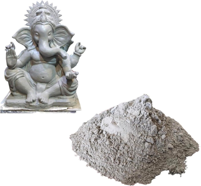 Ganesh Pottery Shadu Matti Grey Clay Powder Organic, Eco-Friendly Ganesha Making, Modeling Art Clay(500 g)