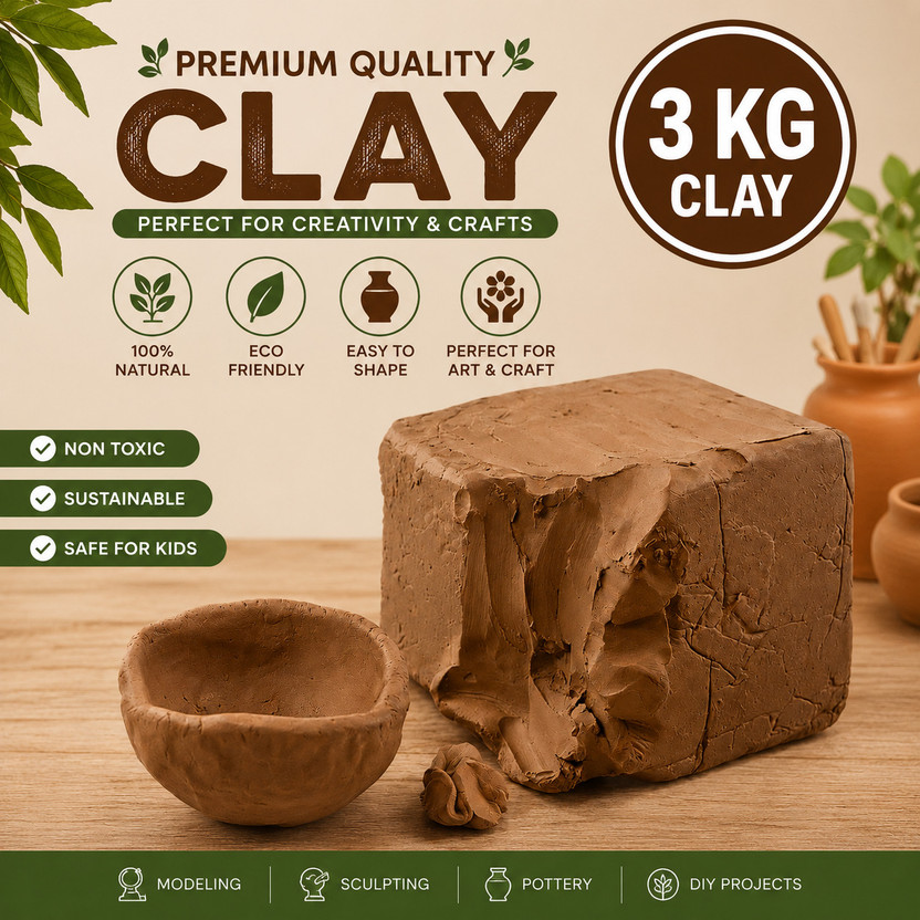 Clayva Clayva 3 KG Clay Modeling Material for Art Craft Pottery and DIY Work Art Clay(2990 g) - Flipkart Deal