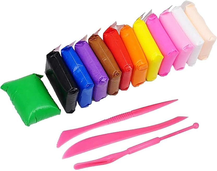 SKYGOLD 12 SHADES SUPER FOAM CLAY PACK OF FOR KIDS (MULTICOLOR) Art Clay(0.1 kg)