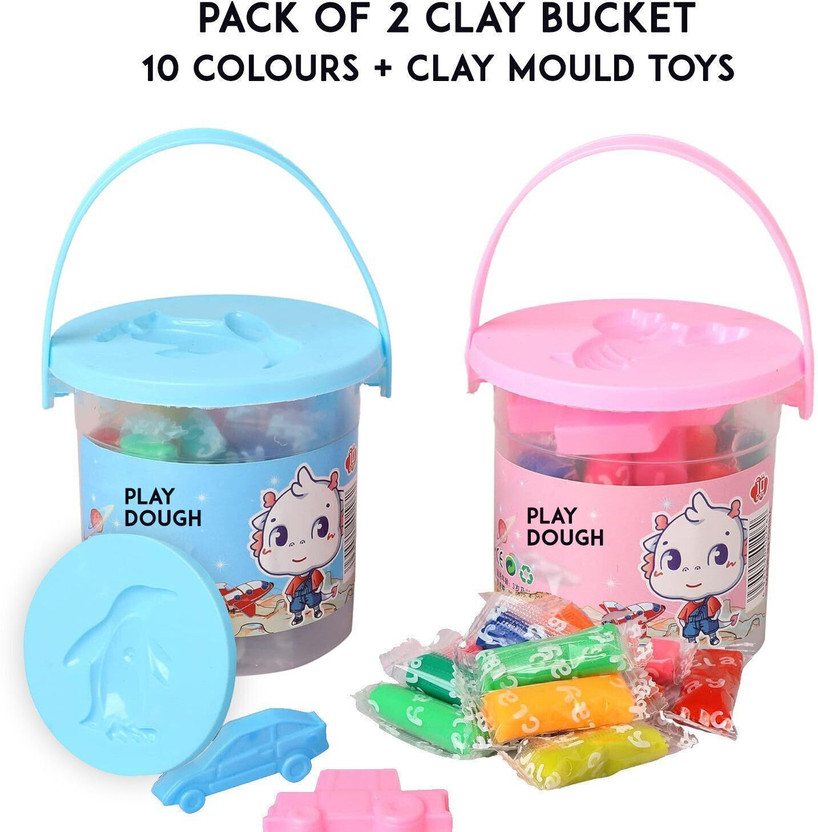 creativecraft Colourful Air Dry Non-Toxic Clay with Tools PACK of 2 BUCKET Art Clay(12 g)