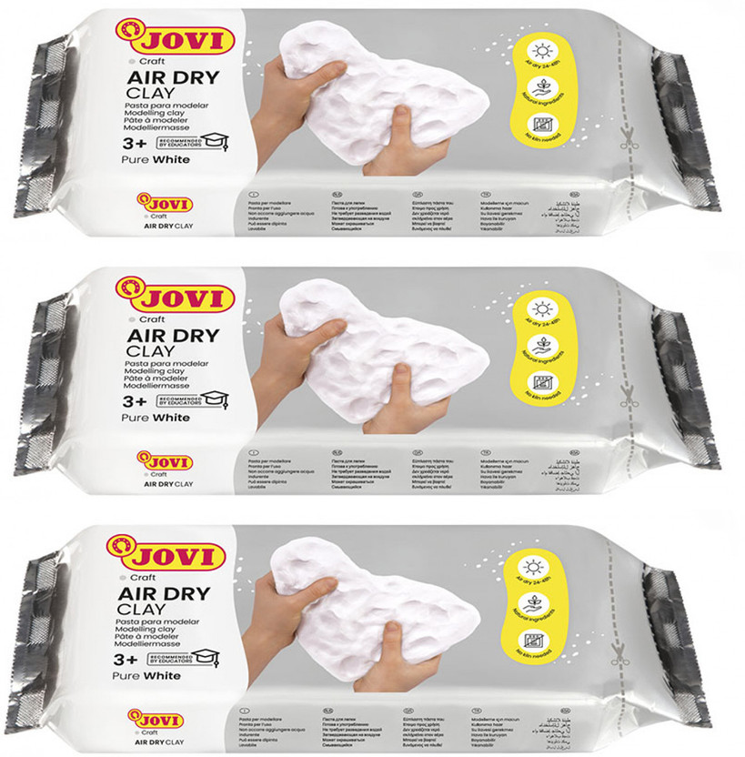 Jovi European White Air-Dry Modeling | Sculpting Pottery Art & Craft (250g Pack of 3) Art Clay(750 g)