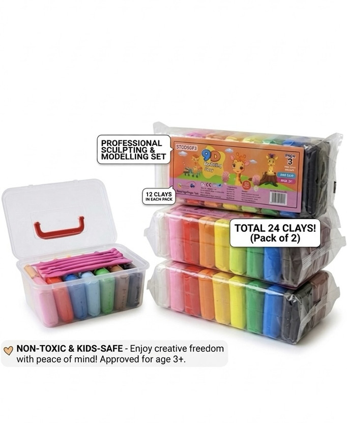 coycoyy DIY Air Dry 9D Modeling Clay with Sculpting Tools for Kids - Pack of 2 Combo Art Clay(160 g)