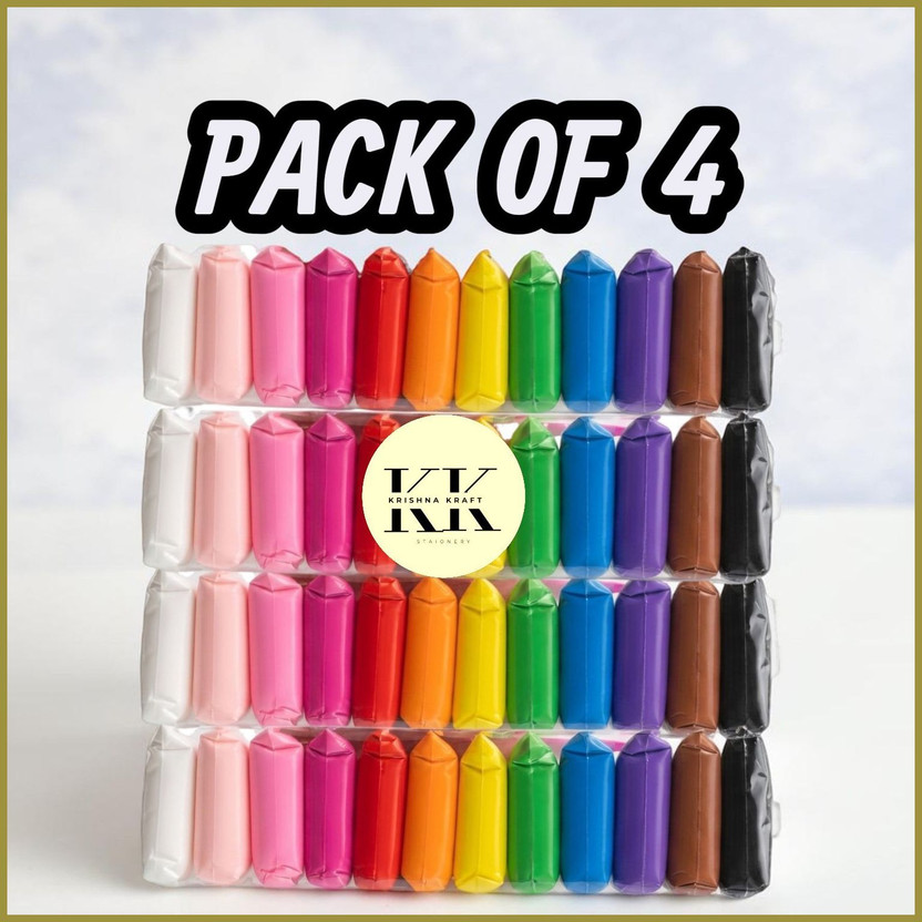 krishna krishna kraft Pack of 4 Air Dry Clay(48 pouches) Art Clay(400 g) - Flipkart Deal