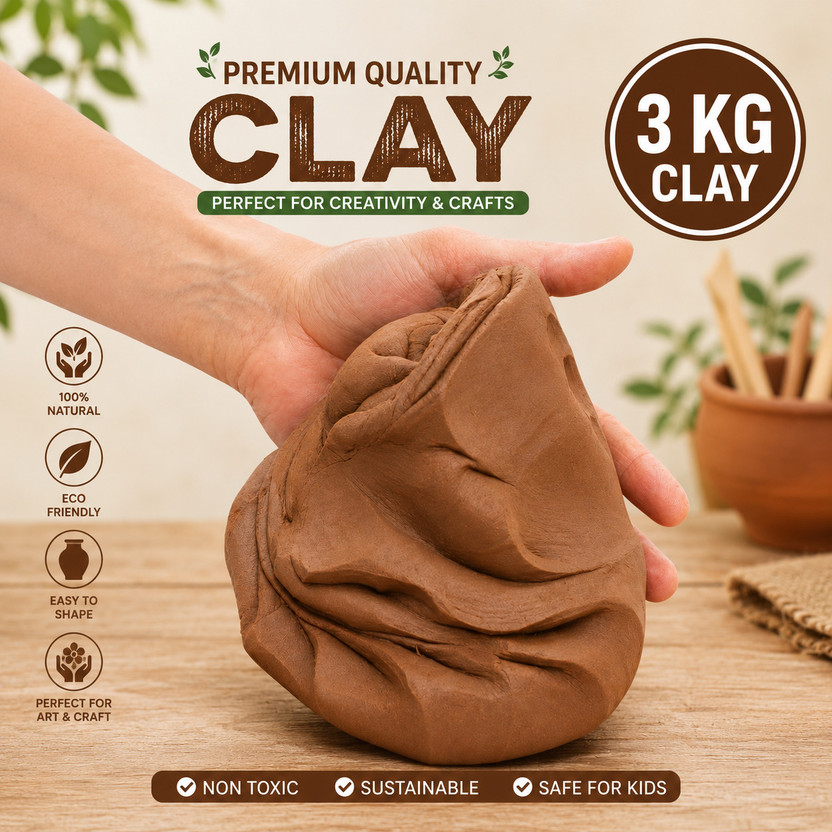 Clayva 3 KG Modeling Clay for Pottery Art Sculpture Craft and DIY Work Art Clay(2990 g)