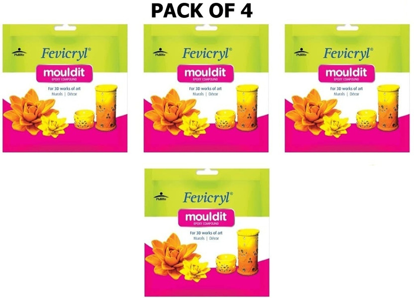 Fevicryl Mould IT Clay Set for Modelling and Sculpting | Quick Air Dry Clay PACK OF 4 Art Clay(50 g)